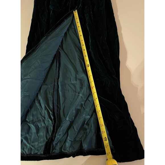 Vintage 90s strappy forest fairy grunge green velvet maxi dress XL whimsigoth - Picture 14 of 16